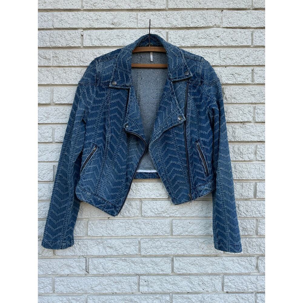Free People Denim Moto Jacket